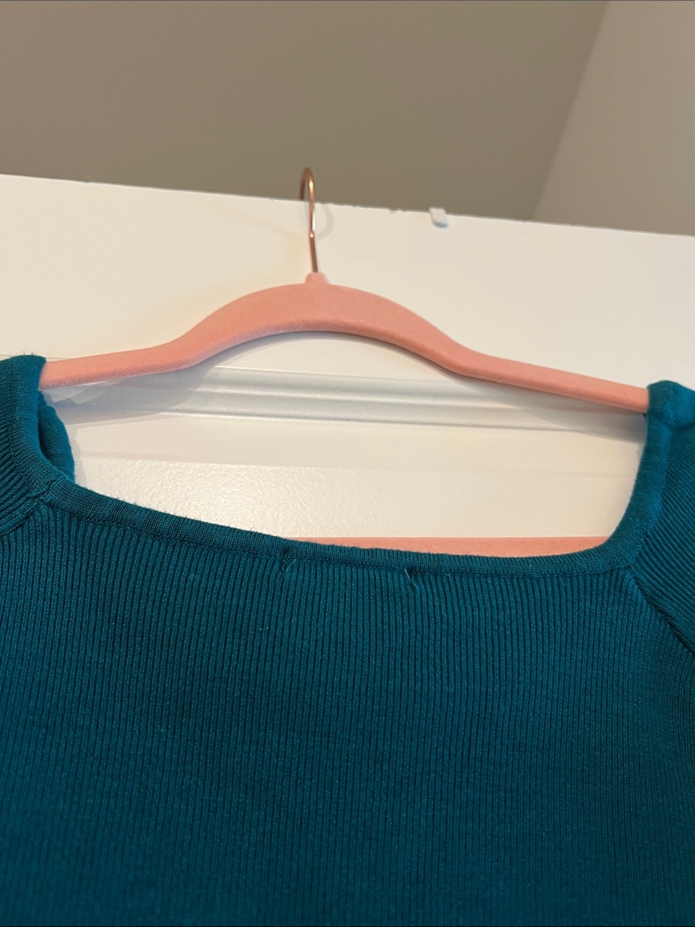 Forever 21 Teal Long-Sleeve Square Neck Cropped Top - Picture 9 of 10